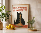 More Spaghetti Less Upsetti Wall Art, Funny Cat Kitchen Print, Pasta Lover Gift, Spaghetti Poster, Italian Food Wall Decor, Digital Download