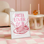 Pink Pasta Lover Club Wall Art, Italian Kitchen Print, Pasta Typography Poster, Feminine Foodie Decor, Cute Kitchen Printable, DIGITAL