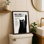 Funny Cat Bathroom Wall Art, Welcome to the Bathroom Print, Protect the Last Sheet Poster, Guest Bathroom Decor, Humor Printable, DIGITAL