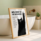 Funny Cat Bathroom Wall Art, Welcome to the Bathroom Print, Protect the Last Sheet Poster, Guest Bathroom Decor, Humor Printable, DIGITAL