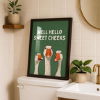 Funny Goose Wall Art, Well Hello Sweet Cheeks Poster, Quirky Animal Print, Cute Goose Illustration, Funny Bathroom Decor, DIGITAL