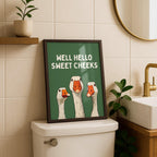 Funny Goose Wall Art, Well Hello Sweet Cheeks Poster, Quirky Animal Print, Cute Goose Illustration, Funny Bathroom Decor, DIGITAL
