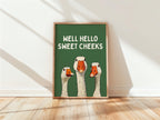Funny Goose Wall Art, Well Hello Sweet Cheeks Poster, Quirky Animal Print, Cute Goose Illustration, Funny Bathroom Decor, DIGITAL