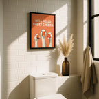 Well Hello Sweet Cheeks Wall Art, Funny Bathroom Wall Decor, Goose Illustration Print, Orange Bathroom Poster Cute Animal Art Bathroom Humor