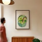 Martini Pool Art Print, Retro Summer Cocktail Wall Art, Top View Swimming Woman Illustration, Mid Century Modern Bar Cart Decor
