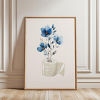 Blue Toilet Paper Roll Plant Print, Funny Bathroom Wall Art, Blue Watercolor Art, Botanical Print Minimalist Wall Art, Toilet Print, DIGITAL