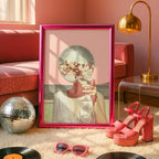 Retro Summer Gallery Wall Set, Disco Ball & Poolside Vinyl Art, Trendy Pink Aesthetic Posters, Bar Cart Wall Decor, Printable Art Bundle