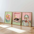 Retro Summer Gallery Wall Set, Disco Ball & Poolside Vinyl Art, Trendy Pink Aesthetic Posters, Bar Cart Wall Decor, Printable Art Bundle