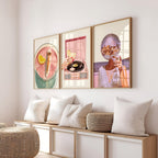 Retro Summer Gallery Wall Set, Disco Ball & Vinyl Poolside Art, Neutral Aesthetic Posters, Trendy Living Room Decor, Printable Art Bundle