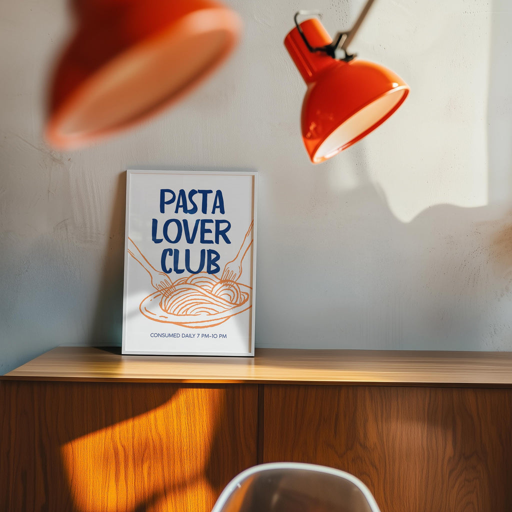 Pasta Lover Club Wall Art, Italian Kitchen Print, Pasta Typography Poster, Foodie Wall Decor, Kitchen Quote Printable, Digital Download