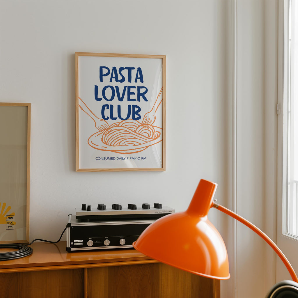 Pasta Lover Club Wall Art, Italian Kitchen Print, Pasta Typography Poster, Foodie Wall Decor, Kitchen Quote Printable, Digital Download
