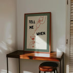 Tell Me When Print, Funny Cocktail Poster, Minimal Line Art Wall Art, Trendy Bar Cart Decor, Modern Typography Art, DIGITAL