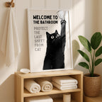 Funny Cat Bathroom Wall Art, Welcome to the Bathroom Print, Protect the Last Sheet Poster, Guest Bathroom Decor, Humor Printable, DIGITAL