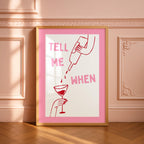 Tell Me When Printable Wall Art, Pink Bar Cart Decor, Funny Cocktail Poster, Girls Night Print, Trendy Minimal Line Art, DIGITAL DOWNLOAD