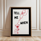 Tell Me When Printable Wall Art, Funny Cocktail Poster, Black Bar Cart Decor, Minimal Red Line Art Print, Trendy Home Bar Digital Download