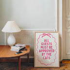 All Guests Must Be Approved By The Cats Printable Wall Art, Pink Cat Quote Poster, Girly Apartment Decor, Funny Cat Mom Print, Digital