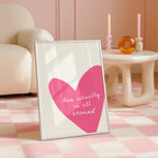 Love Actually Is All Around Print, Pink Heart Wall Art, Romantic Minimal Poster, Valentine Gift, Girly Room Decor, Modern Love Quote Art