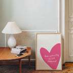 Love Actually Is All Around Print, Pink Heart Wall Art, Romantic Minimal Poster, Valentine Gift, Girly Room Decor, Modern Love Quote Art