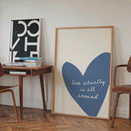 Love Actually Is All Around Print, Minimal Heart Wall Art, Romantic Quote Poster, Scandinavian Living Room Decor, Neutral Aesthetic Print
