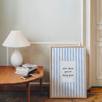 Slow Down You're Doing Fine Print, Blue Striped Wall Art, Minimal Motivational Quote Poster, Coastal Aesthetic Decor, Trendy Print