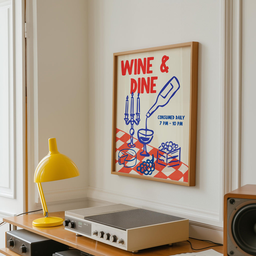 Kitchen Wall Art Print Set, Food Digital Prints, Gallery Wall Set of 6, Retro Blue & Red Kitchen Prints, Italian Food Lover, Trendy Wall Art