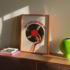 Put Your Records On Print, Retro Vinyl Wall Art, Vintage Music Poster, Mid Century Modern Decor, Trendy Bar Cart Art, Music Lover Gift