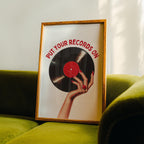 Put Your Records On Print, Retro Vinyl Wall Art, Vintage Music Poster, Mid Century Modern Decor, Trendy Bar Cart Art, Music Lover Gift