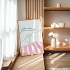Golden Hour Girl Beach Print, Coastal Summer Wall Art, Preppy Beach Poster, Pink Blue Beach Decor, Minimal Coastal Aesthetic Wall Art