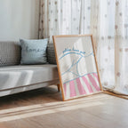 Golden Hour Girl Beach Print, Coastal Summer Wall Art, Preppy Beach Poster, Pink Blue Beach Decor, Minimal Coastal Aesthetic Wall Art