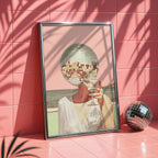 Retro Summer Gallery Wall Set, Disco Ball & Poolside Vinyl Art, Trendy Pink Aesthetic Posters, Bar Cart Wall Decor, Printable Art Bundle