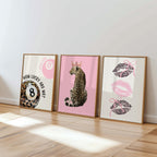 Pink Leopard Gallery Wall Set, Coquette Leopard Print, Chic Fashion Wall Art, Girly Pink Decor, Leopard Poster Set, Trendy Maximalist Print