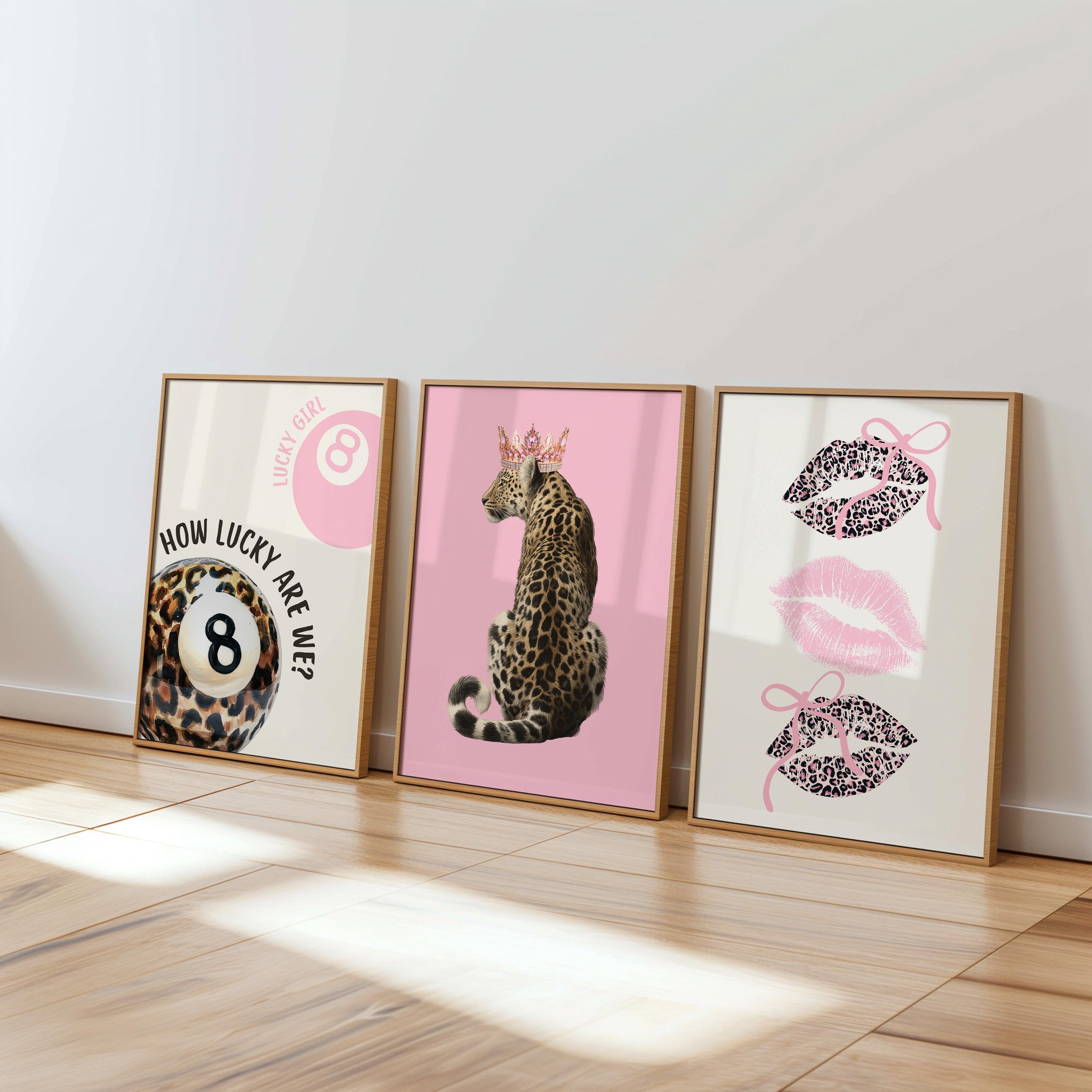 Pink Leopard Gallery Wall Set, Coquette Leopard Print, Chic Fashion Wall Art, Girly Pink Decor, Leopard Poster Set, Trendy Maximalist Print
