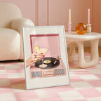Pink Retro Record Player Wall Art, Cocktail Aesthetic Printable, Bar Cart Decor, Girly Martini Print, Vintage Vinyl Poster Digital Download