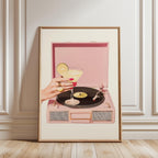 Pink Retro Record Player Wall Art, Cocktail Aesthetic Printable, Bar Cart Decor, Girly Martini Print, Vintage Vinyl Poster Digital Download