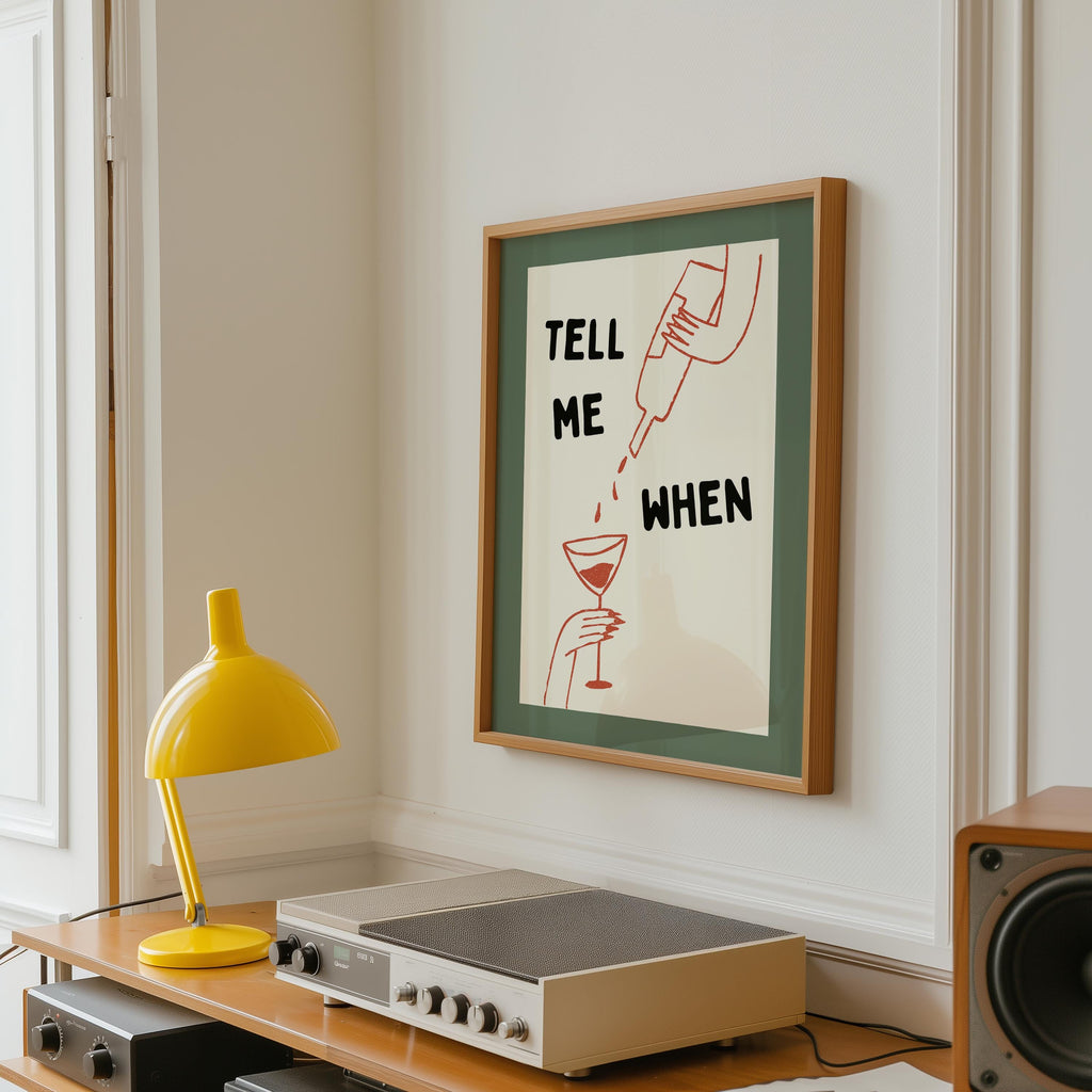 Tell Me When Print, Funny Cocktail Poster, Minimal Line Art Wall Art, Trendy Bar Cart Decor, Modern Typography Art, DIGITAL