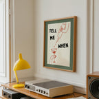 Tell Me When Print, Funny Cocktail Poster, Minimal Line Art Wall Art, Trendy Bar Cart Decor, Modern Typography Art, DIGITAL