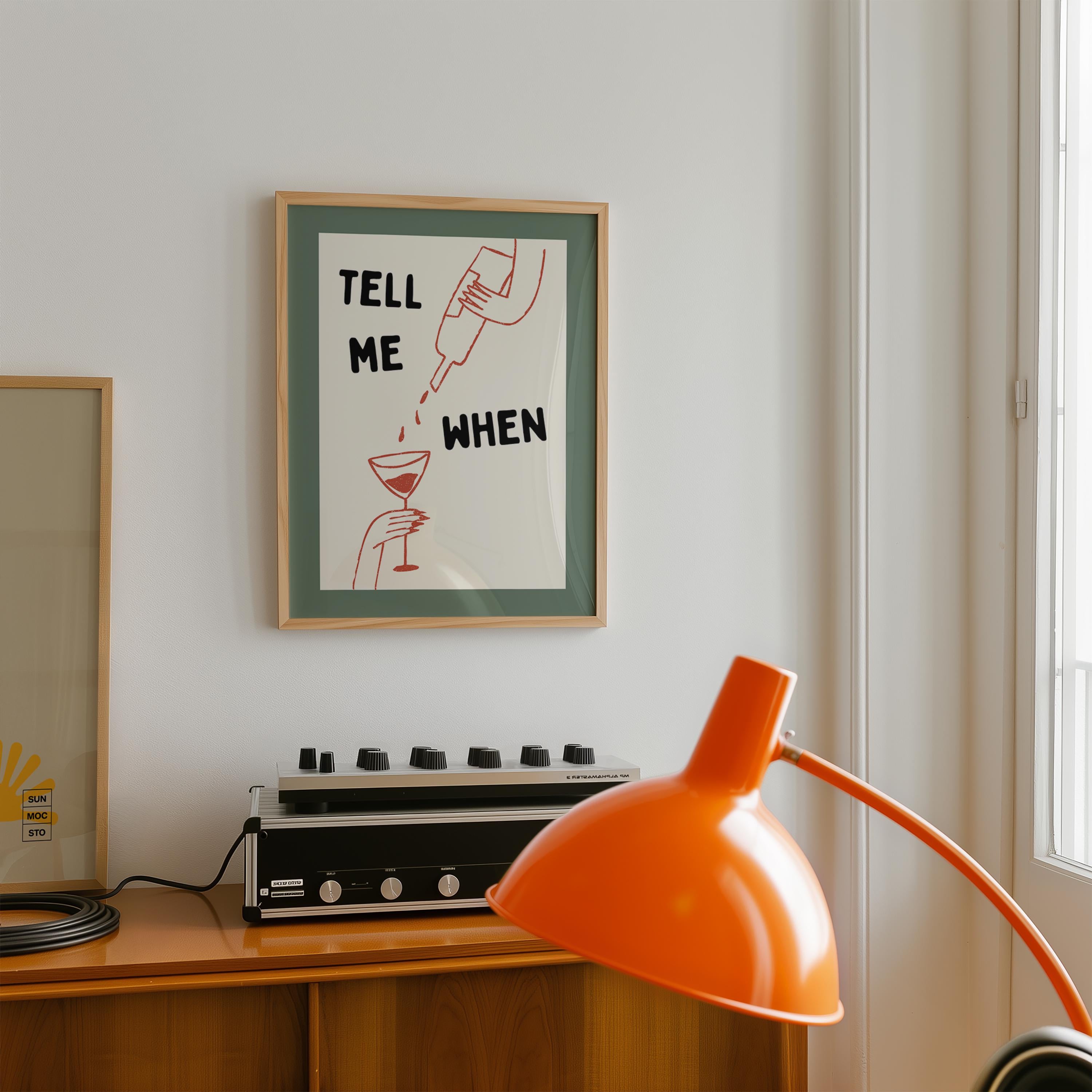 Tell Me When Print, Funny Cocktail Poster, Minimal Line Art Wall Art, Trendy Bar Cart Decor, Modern Typography Art, DIGITAL