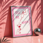 Tell Me When Printable Wall Art, Pink Bar Cart Decor, Funny Cocktail Poster, Girls Night Print, Trendy Minimal Line Art, DIGITAL DOWNLOAD