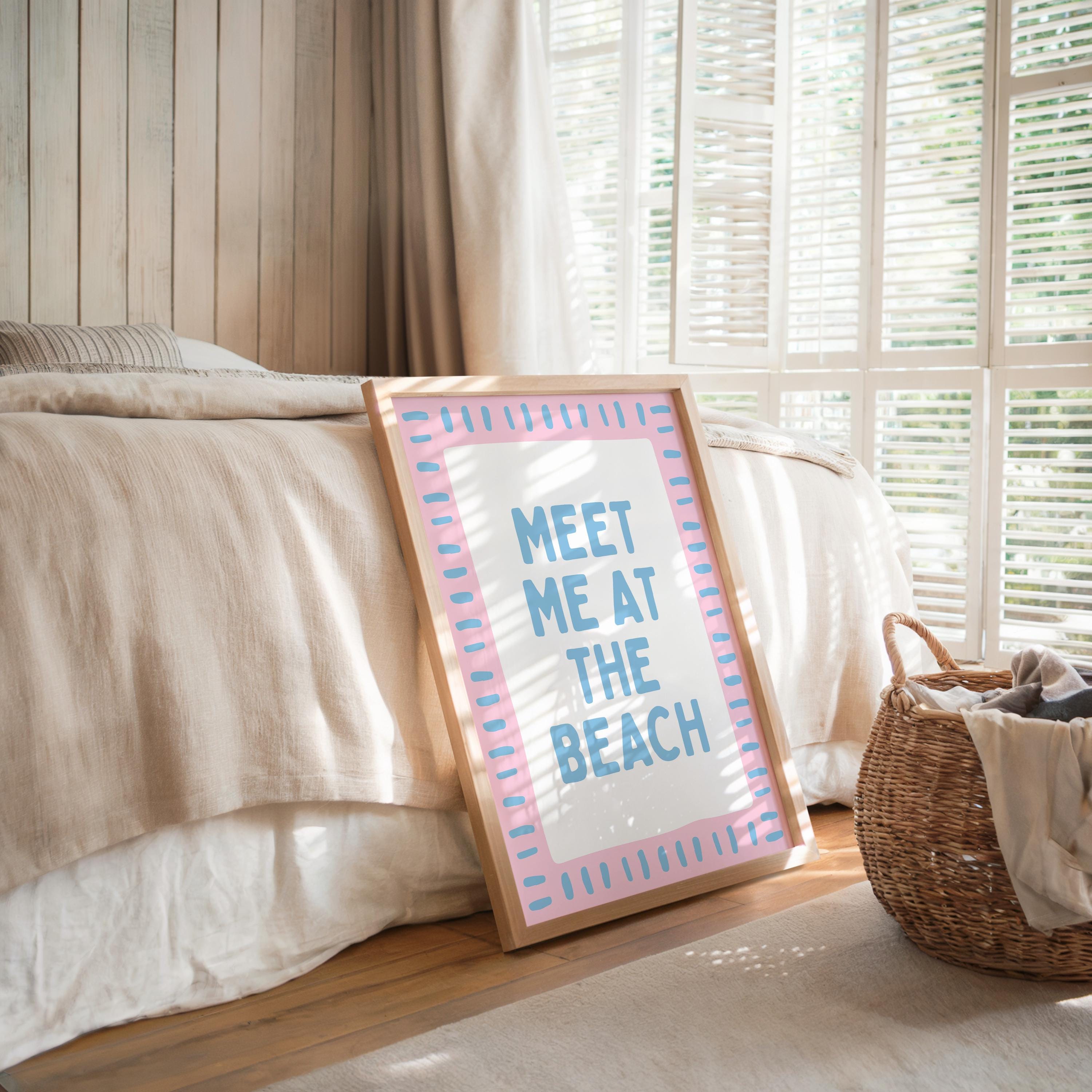 Coastal Beach Gallery Wall Set, Pink Blue Coastal Prints, Beach House Wall Art, Summer Beach Decor, Preppy Coastal Poster Set, Printable Art