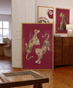Leopard Print Wall Art Set, Coquette Leopard Gallery Wall, Cherry Lips Poster Set, Red Aesthetic Wall Decor, Trendy Fashion Wall Art Prints