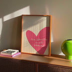 Love Actually Is All Around Print, Pink Heart Wall Art, Romantic Minimal Poster, Valentine Gift, Girly Room Decor, Modern Love Quote Art