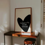 Love Actually Is All Around Print, Black Heart Wall Art, Minimal Romantic Quote Poster, Modern Neutral Living Room Decor, Trendy Print