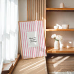 These Are The Good Old Days Print, Pink Striped Wall Art, Preppy Quote Poster, Girly Dorm Room Decor, Aesthetic Printable Art, Trendy Print