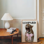 Pink Leopard Wall Art Set of 3, Coquette Fashion Poster Set, Leopard Print Bow Art, Girly Fashion Wall Decor, Pink Lips Chic Shoe Print