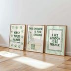Funny Bathroom Wall Art Set, Goose Bathroom Decor, Green Bathroom Prints, Farmhouse Bathroom Wall Decor, Humorous Toilet Wall Art Set