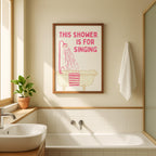 Funny Bathroom Wall Art Set, Pink Bathroom Decor Prints, Cute Goose Bathroom Poster, Funny Toilet Sign, Retro Bathroom Gallery Wall Bundle