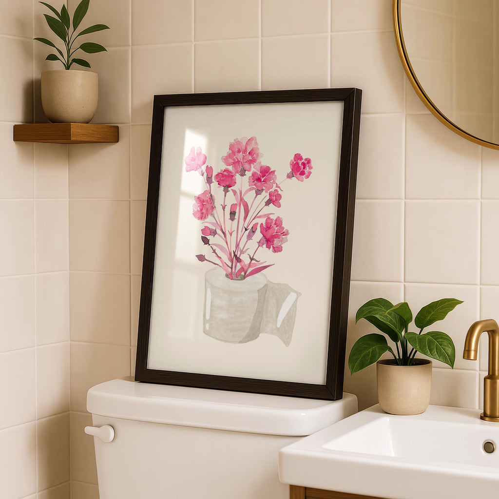 Funny Bathroom Wall Art Set, Pink Bathroom Decor Prints, Cute Goose Bathroom Poster, Funny Toilet Sign, Retro Bathroom Gallery Wall Bundle