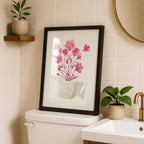 Funny Bathroom Wall Art Set, Pink Bathroom Decor Prints, Cute Goose Bathroom Poster, Funny Toilet Sign, Retro Bathroom Gallery Wall Bundle