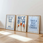 Funny Bathroom Wall Art Set, Blue Bathroom Decor Prints, Goose Bathroom Poster, Vintage Bathroom Gallery Wall, Funny Toilet Signs Bundle