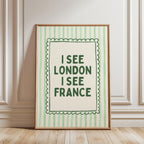 I See London I See France Print, Funny Bathroom Wall Art, Green Striped Poster, Preppy Bathroom Decor, Funny Minimal Quote Print